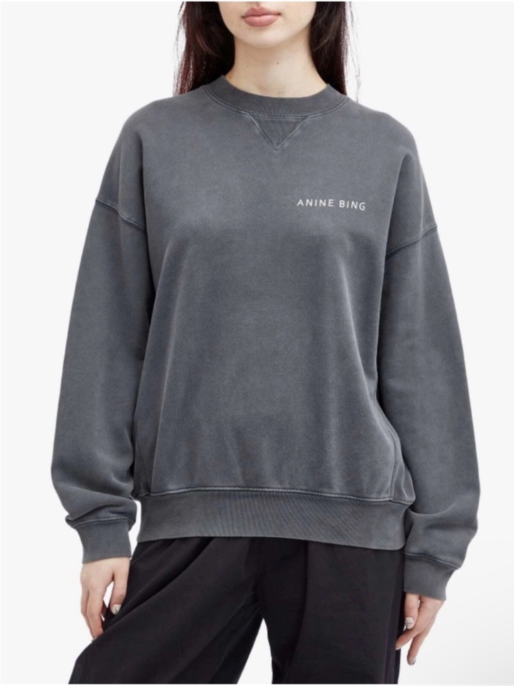 Anine Bing jaci twisted snake in Washed black  Logo Sweatshirt